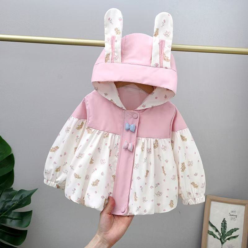 女童外套小风洋气儿童春装新款连帽春秋季衣女宝宝夹克小女孩