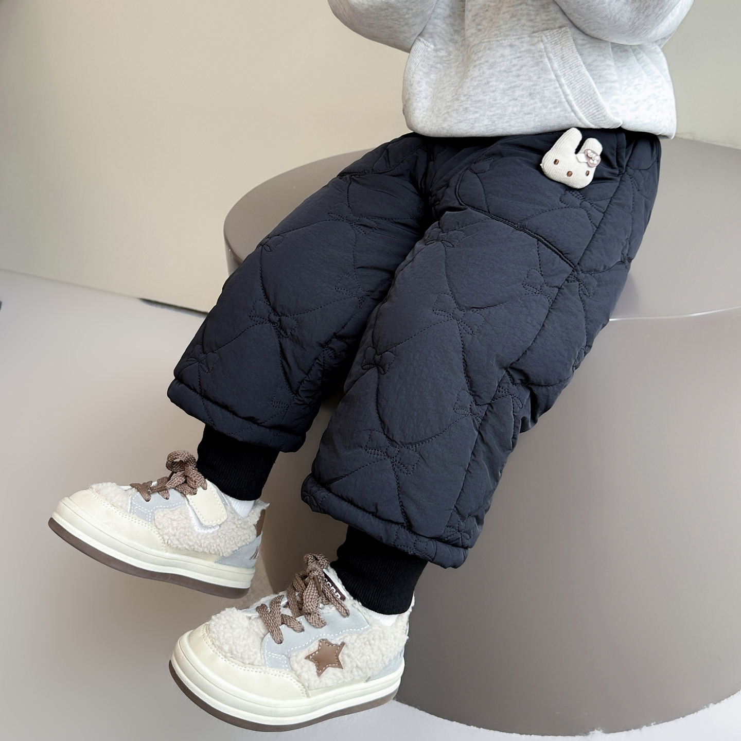 YeeHoO/英氏女童棉裤冬季儿童一条过冬加绒裤子2025新款宝宝假两