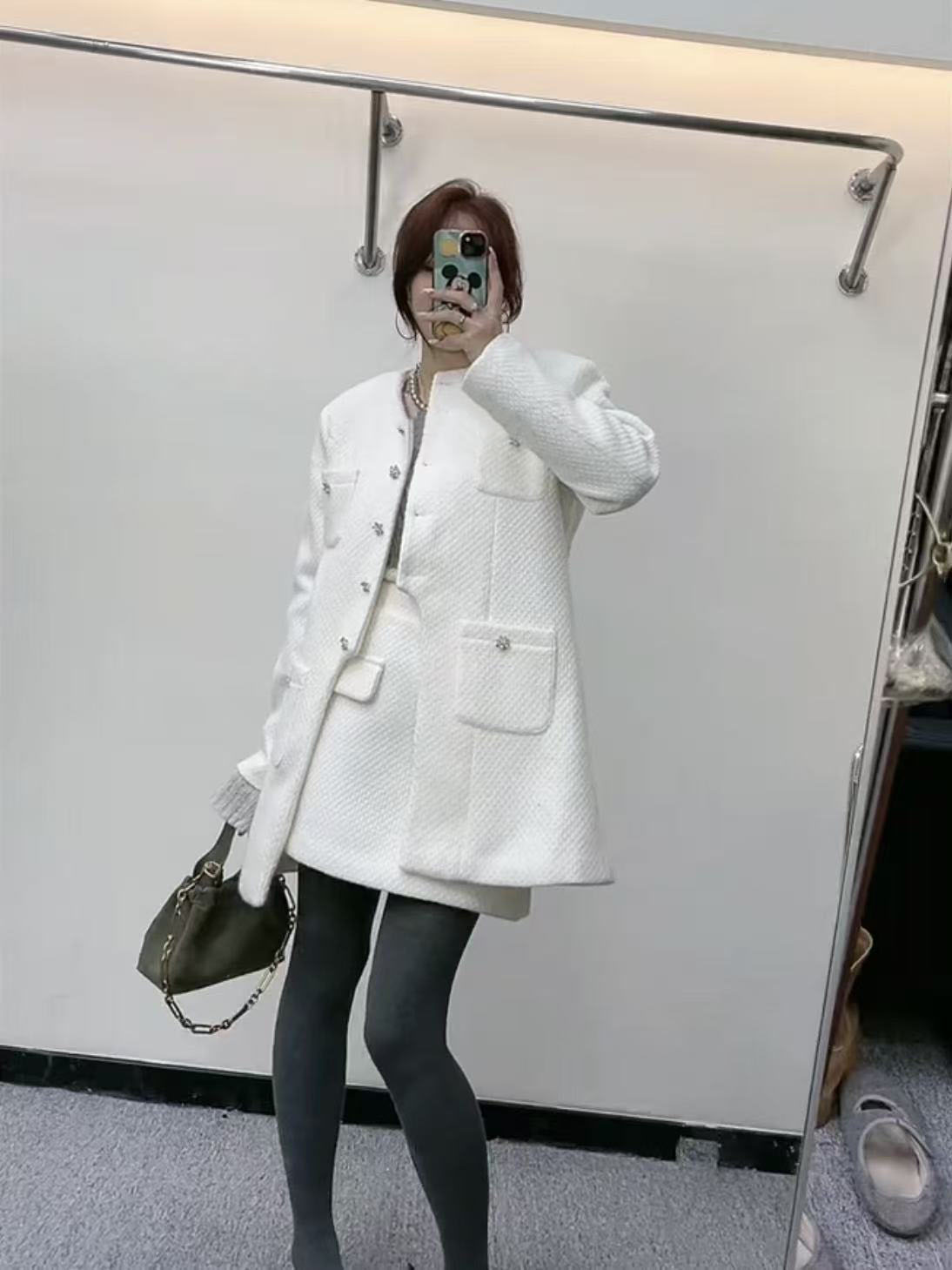 秋冬法式轻职小香风大码套装设计感纯色上衣半身裙两件套593361