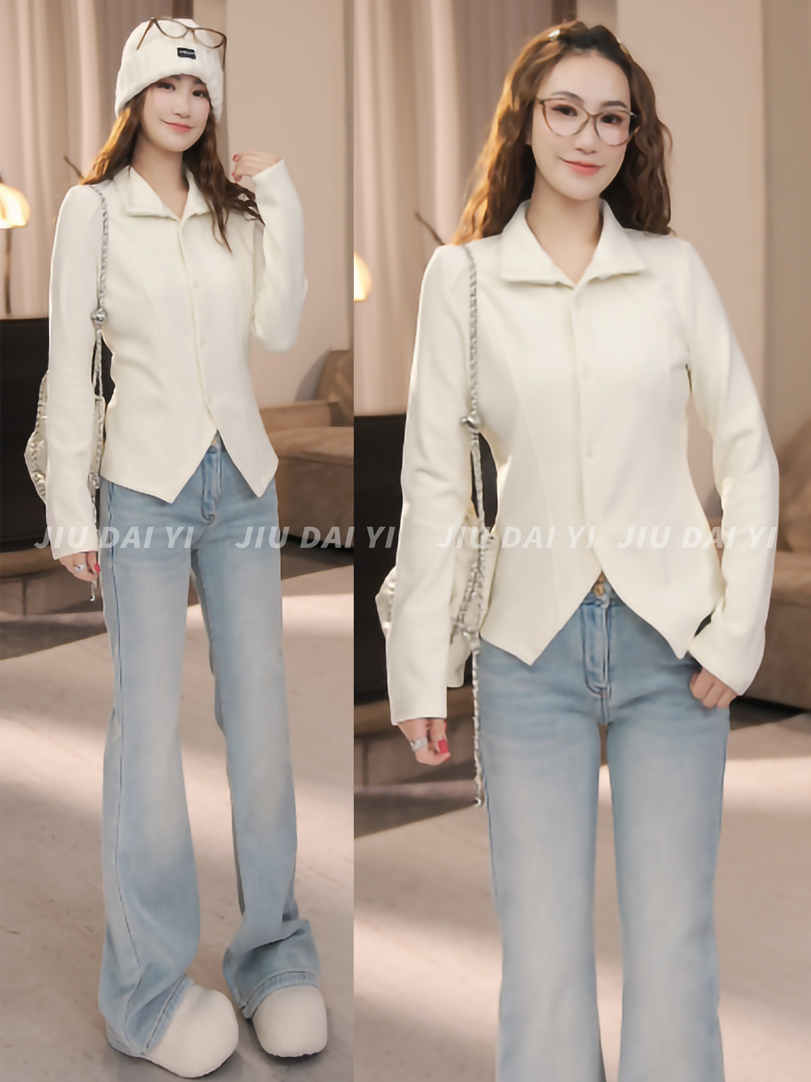 玖黛衣【重磅上线】冬季立领纽扣简约纯色宽松卫衣WYP48037