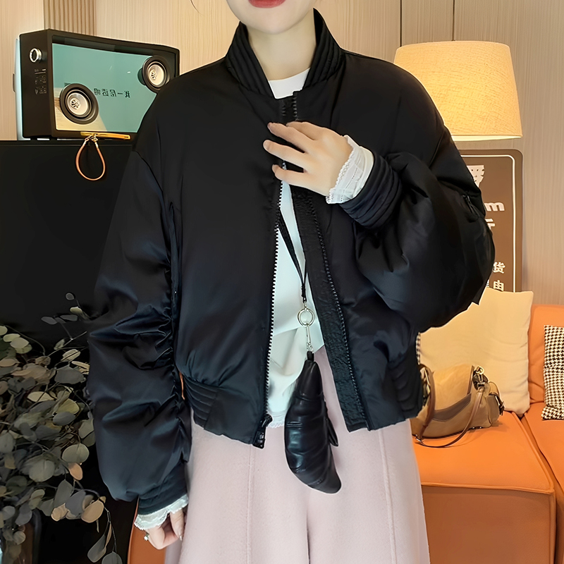 黑色短款棉服女2025冬季新款小个子爆款加厚保暖宽松棉袄外套潮流