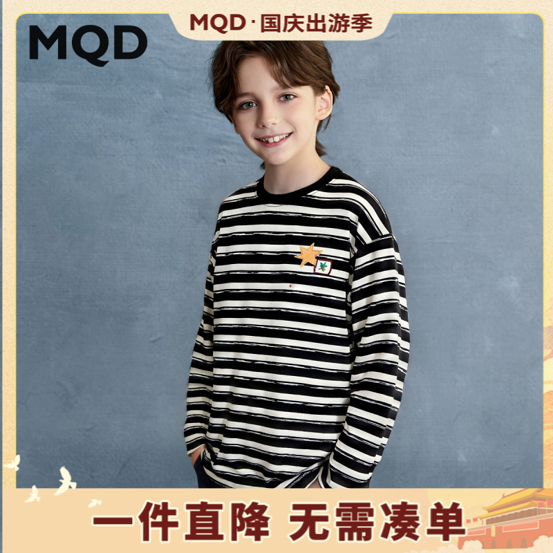 【元气满满】MQD儿童25秋新款学院风经典条纹简约长袖T恤9653W0361