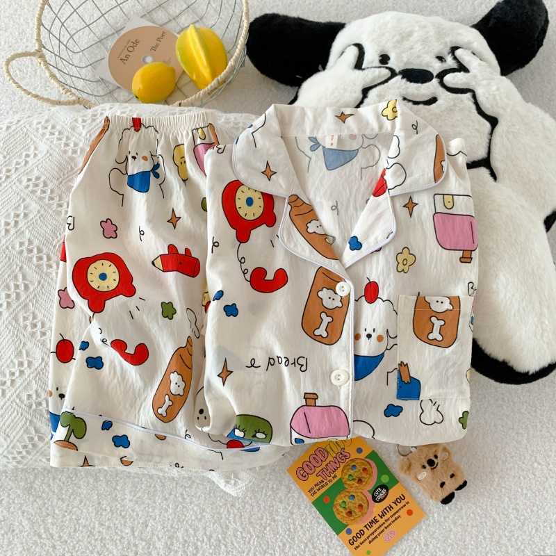 短袖短裤云朵棉睡衣女学生卡通夏季卡通玩具狗可爱少女家居服套装