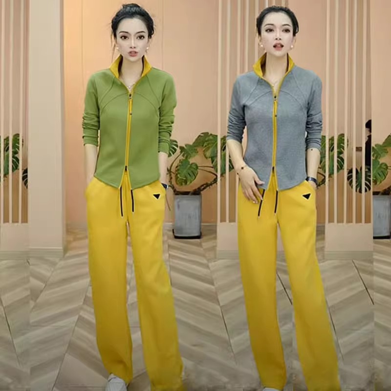 2025年春秋新款休闲运动套装女时尚显瘦卫衣搭配外套阔腿裤两件套