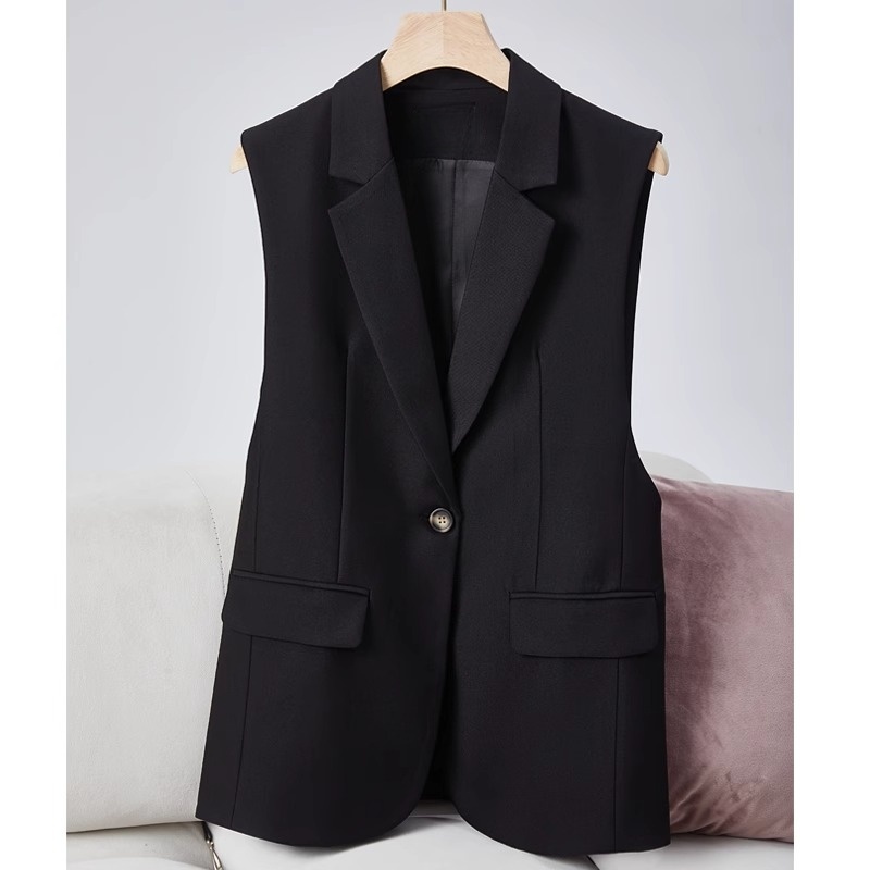 西装马甲女双开叉小众春秋潮英伦潮流时尚外搭无袖坎肩春马夹背心