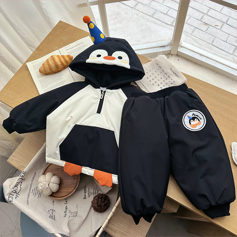 儿童加绒加厚童套装秋冬新款儿童套装小童加绒加厚保暖两件套