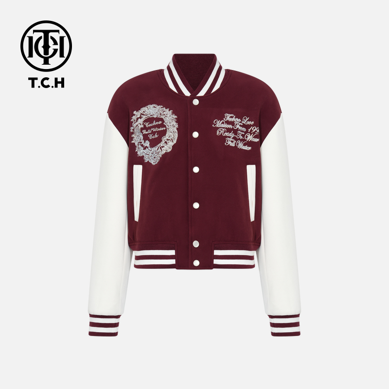TCH轻奢烫钻工艺秋冬时尚百搭情侣款夹克外套T75C16E9005私服tch