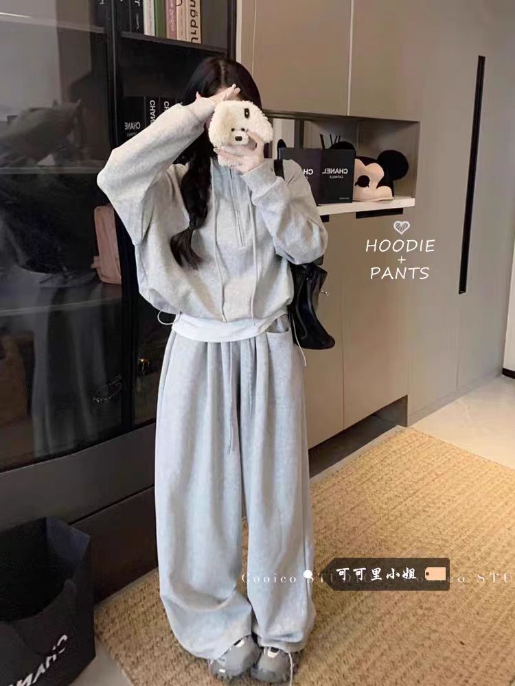 （运补6元）1095小个子休闲运动卫衣套装秋冬新款洋气减龄宽松两件