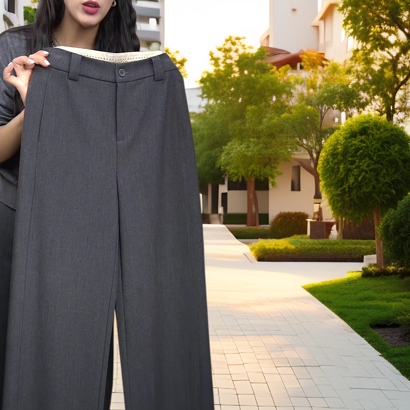 阔腿西装裤高级感垂感羊毛裤子女秋冬季休闲裤2025新款直筒休闲裤