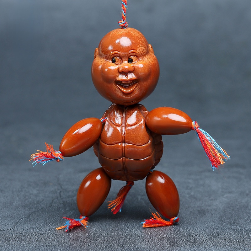 巴西大橄榄核网红小人手把件有钱人龟仙人富贵人生神龟核雕把件