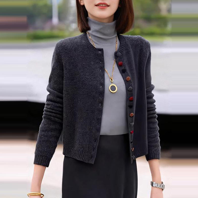 M302+5911气质时髦减龄灰色针织开衫秋季新款高级感简约休闲上衣