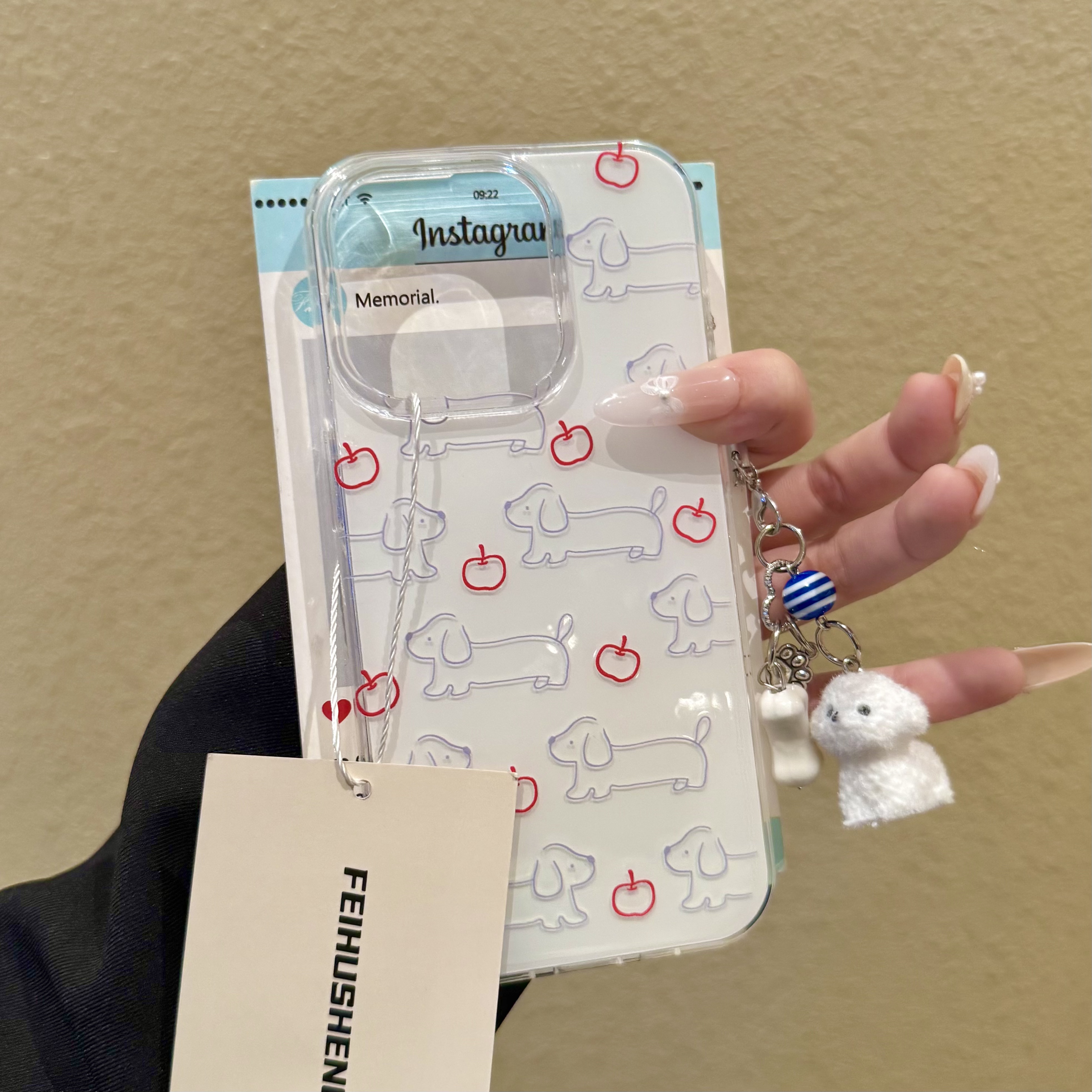 苹果线条腊肠狗挂绳适用苹果16promax手机壳oppo苹果华为vivo小米