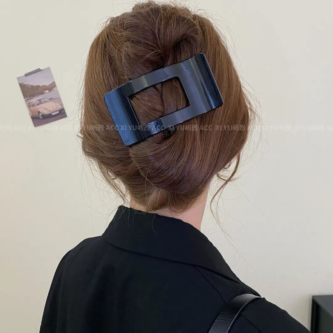 不硌头方形气质后脑勺盘发横夹高级感鲍鱼抓夹复古简约百搭发夹女