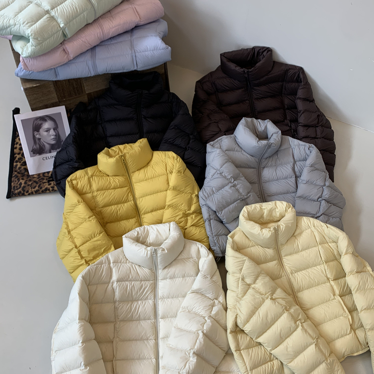 90白鸭绒黄色排骨羽绒服女2025冬季新款宽松轻薄保暖立领短款外套