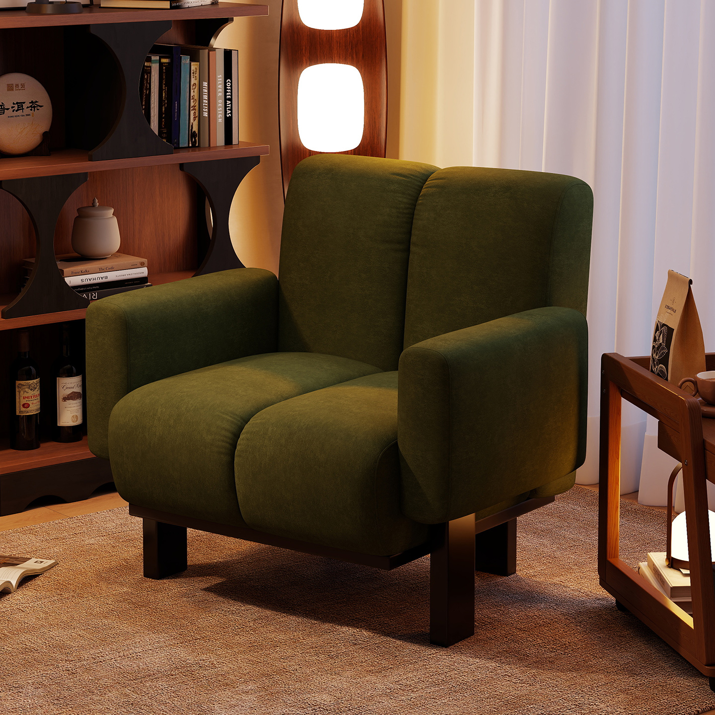 美物俪家考拉单人沙发椅法式中古风客厅休闲椅复古设计师沙发单椅