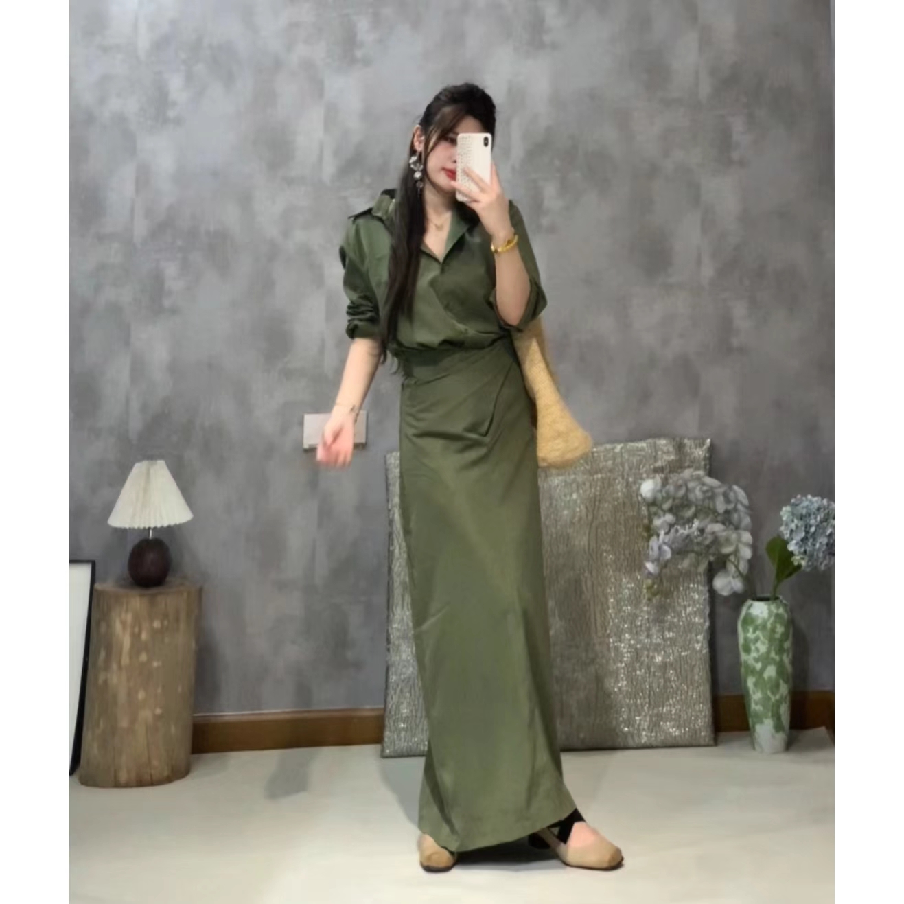 【巴黎往事】茶歇法式衬衫连衣裙子不规则绑带设计衬衣半裙套装