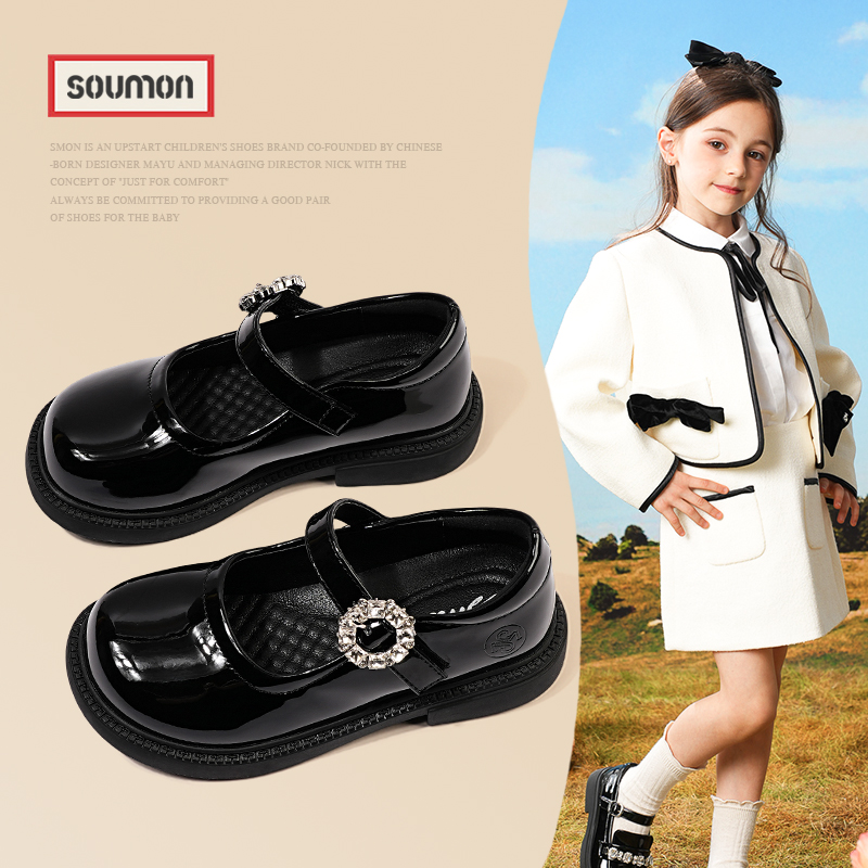 特价SMON女童小皮鞋2025春秋新款儿童鞋子软底宝宝单鞋女童休闲鞋