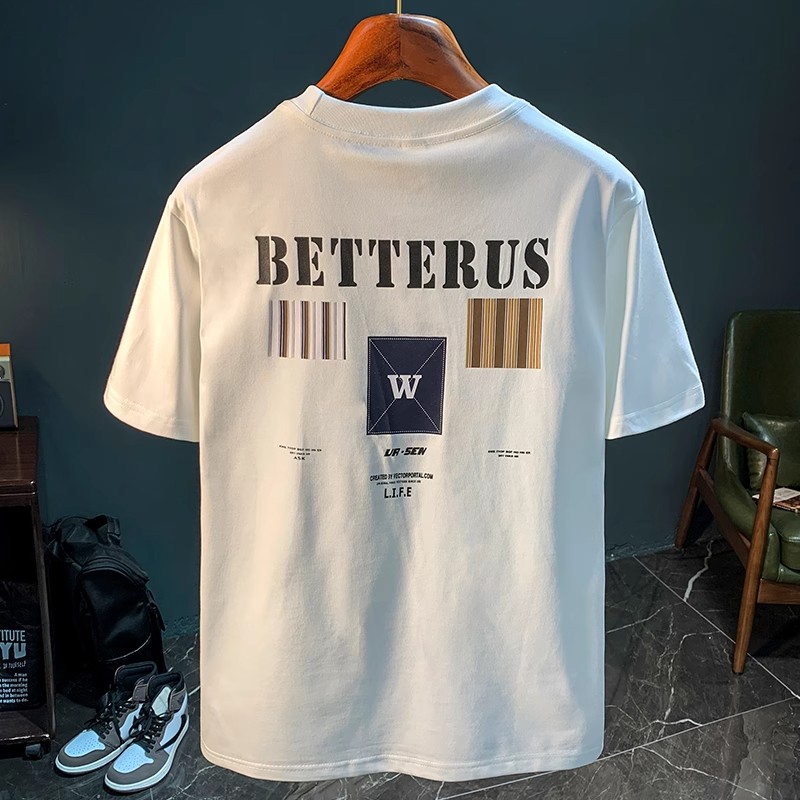 Moleubak 重磅男士t恤夏季薄款百搭美式潮流短袖体恤休闲圆领透气