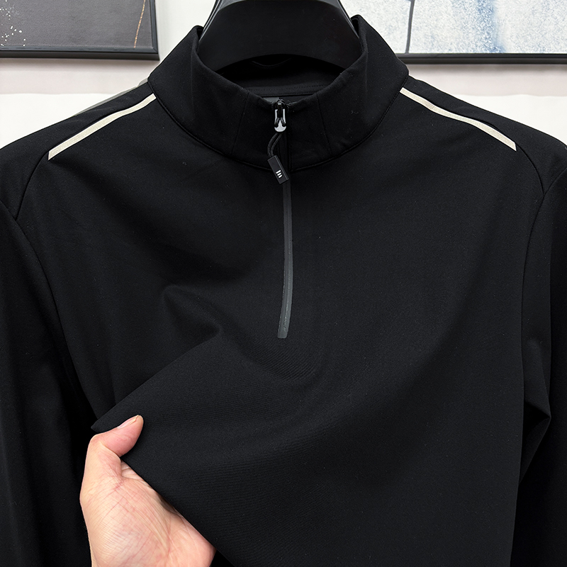 CATIA SELI秋季半拉链立领轻户外运动T恤长袖男士休闲弹力打底衫