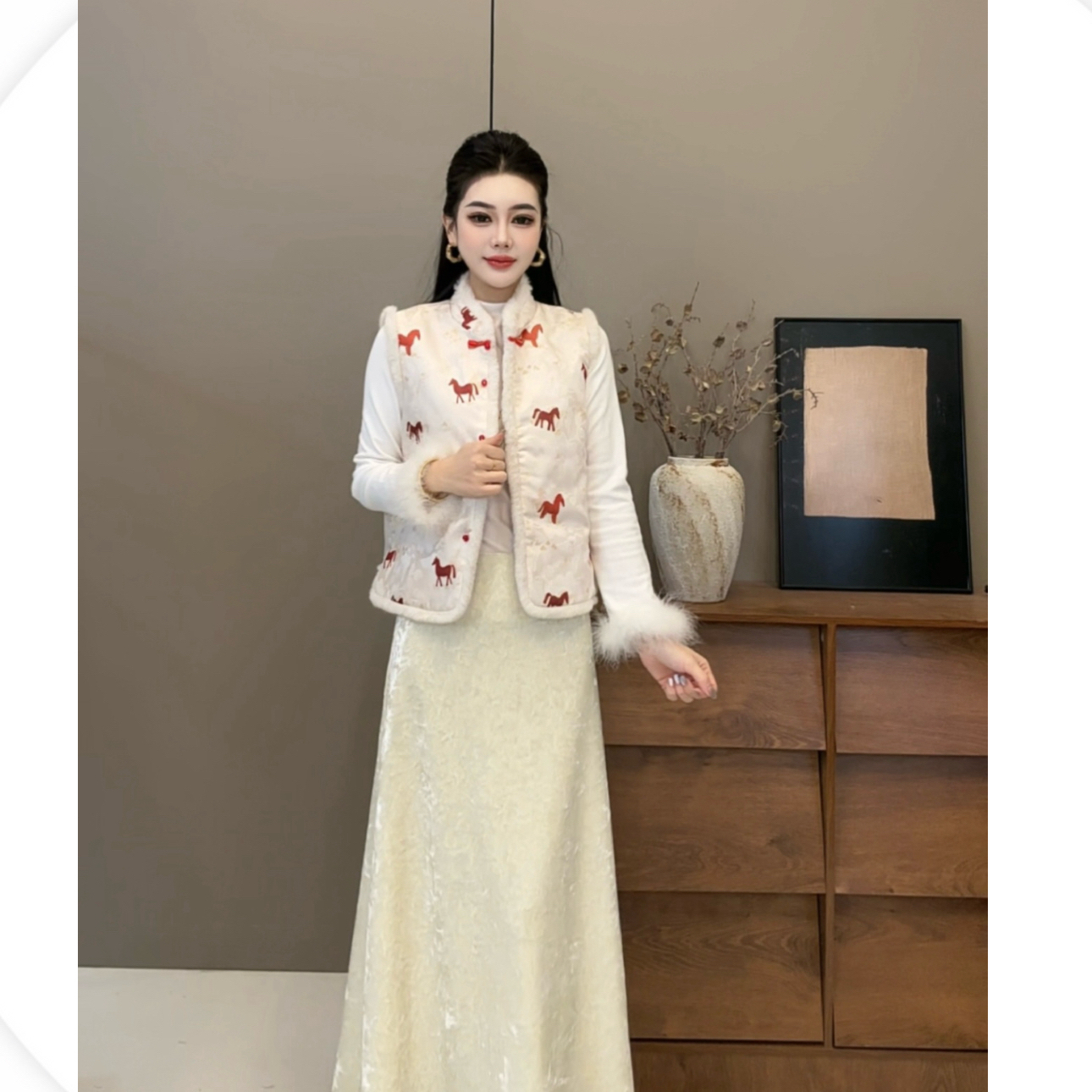 【双面穿】新中式国风秋冬双面夹棉圆领无袖轻奢高级感气质简约马甲