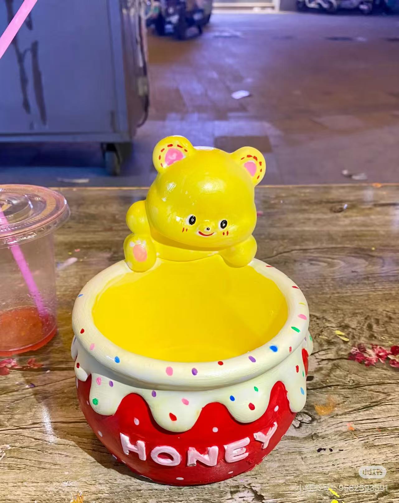 收纳黄油小熊石膏娃娃大号白胚手工DIY涂色绘画涂鸦