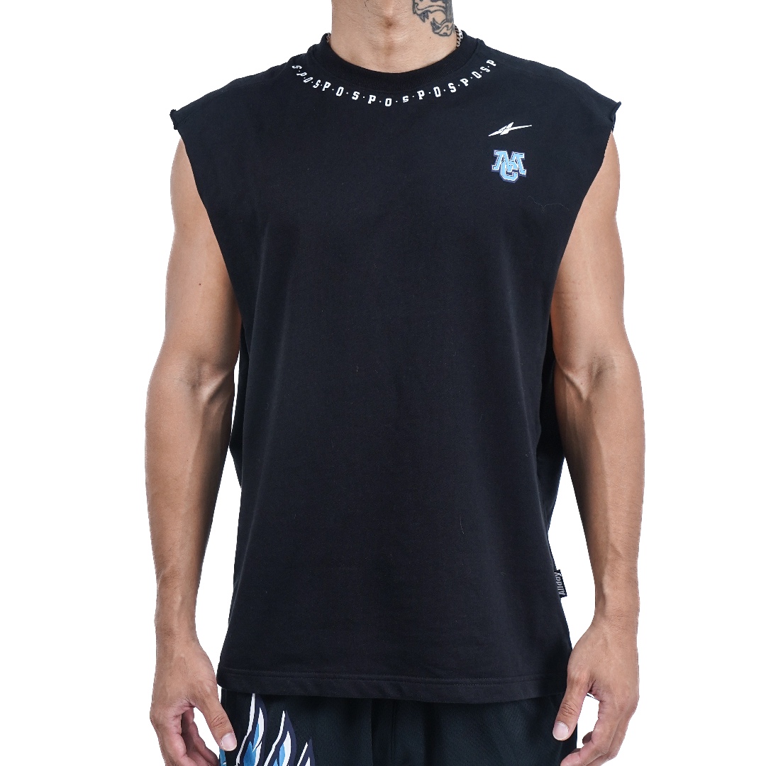 SPOxMyCourt运动美式坎肩黑