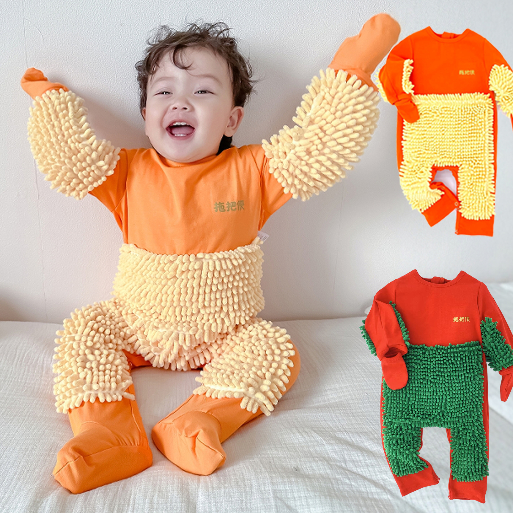 婴儿爬行服宝宝爬爬服拖地连体哈衣防脏擦地罩衣服装春秋冬季薄款