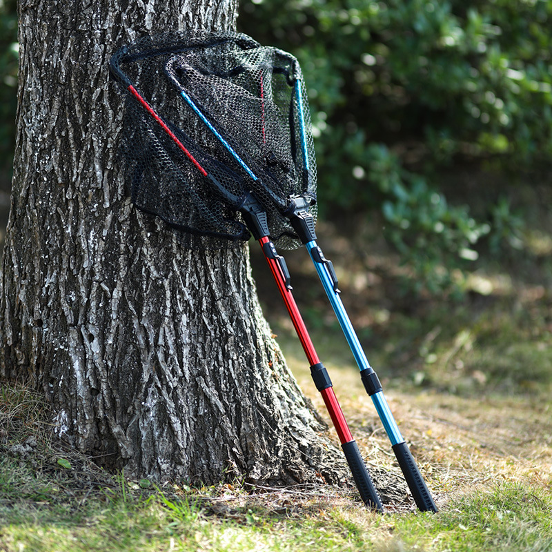 铝合金折叠抄网三角网头不锈钢抄网杆全套三节式大物便携青鱼抄网