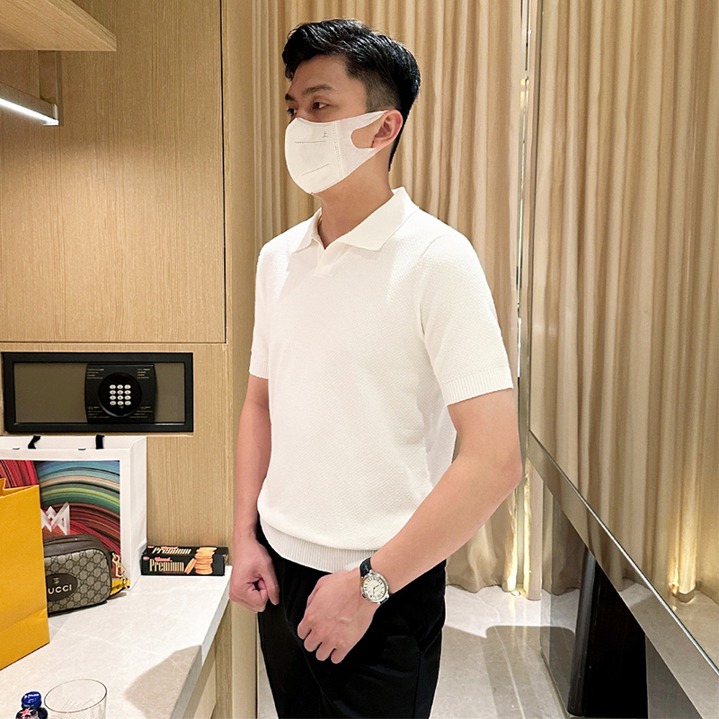 DeweLvum老钱风针织翻领短袖t恤男潮牌夏季新款海鸥领polo衫男装