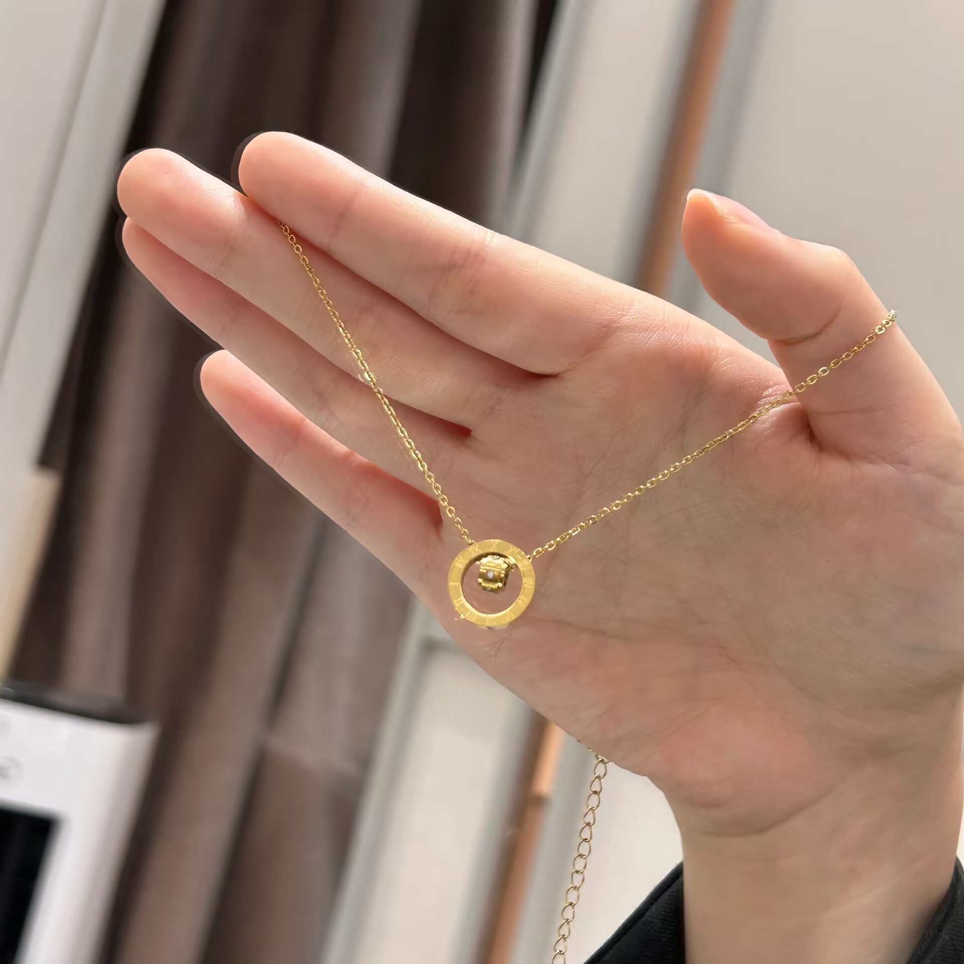 柯柒 钛钢项链 罗马数字项链女轻奢小众设计感百搭精致高级锁骨链