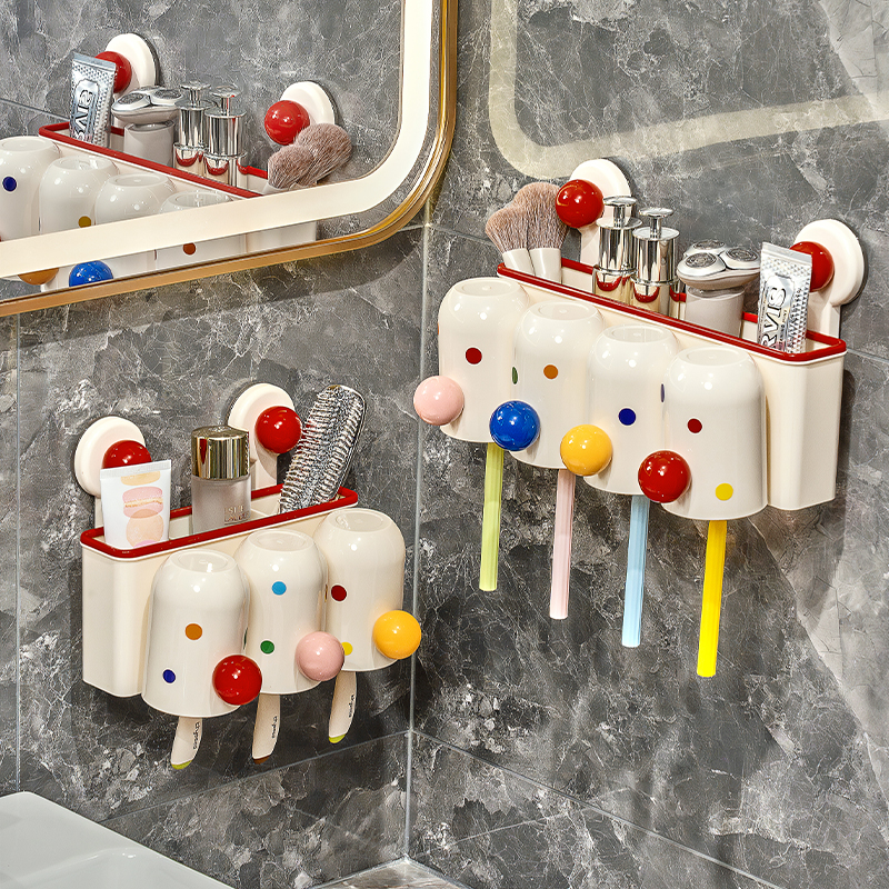 吸盘牙刷置物架壁挂式免打孔牙刷架2025新款卫生间漱口杯牙杯架子