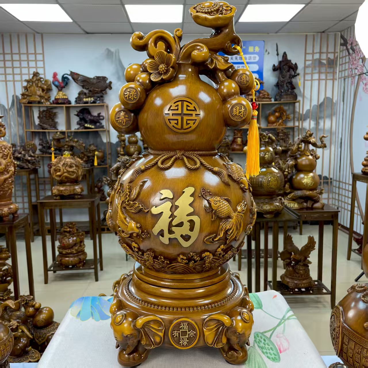 福禄有余葫芦长20高42摆件玄关客厅家居酒柜卧室乔迁新居送礼装饰