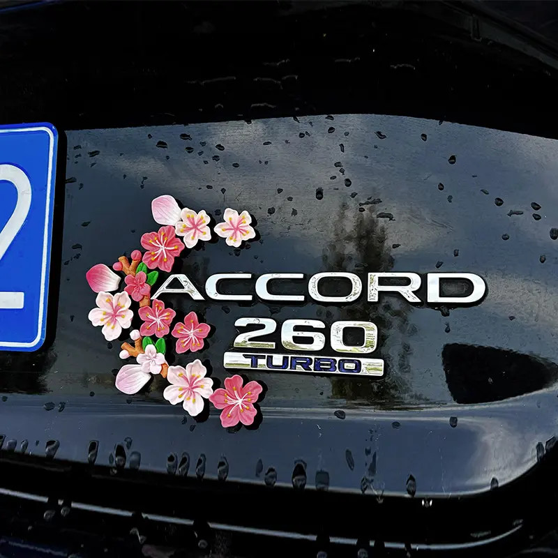 汽车创意网红尾标桃花贴3D立体贴汽车外观内饰装饰用品摆件