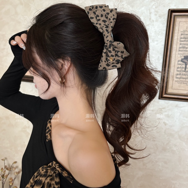 甜酷豹纹金标～复古豹纹金标香蕉夹后脑勺香蕉夹半扎发竖夹发饰