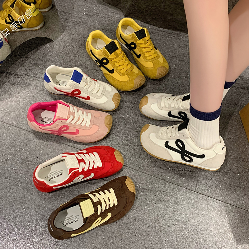 杨幂同款复古德训鞋女2025春款拼色百搭系带舒适休闲阿甘鞋板鞋女