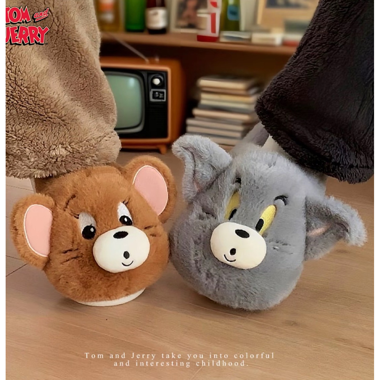 保暖防滑居家猫和老鼠毛毛鞋可爱汤姆杰瑞时尚棉拖鞋男女冬季拖鞋