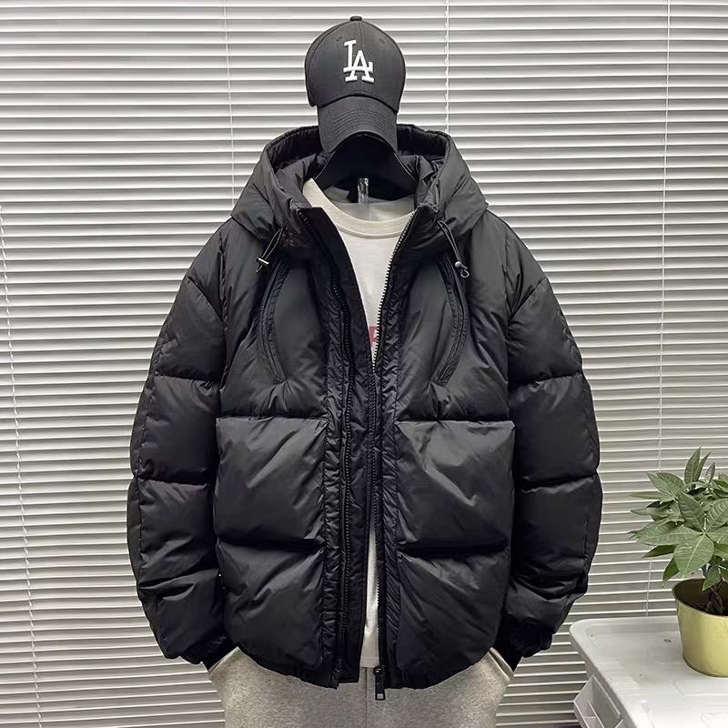 2025年冬季新款90白鸭绒男士羽绒服保暖连帽加厚休闲宽松防寒外套
