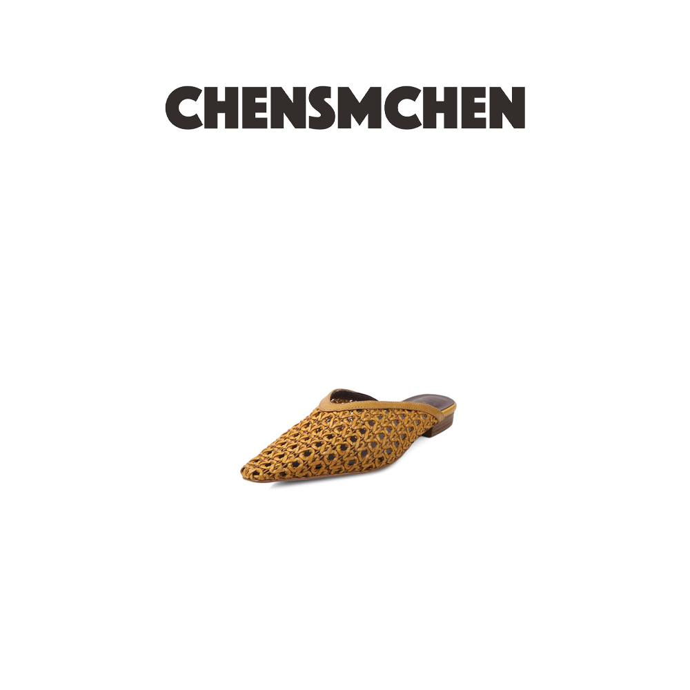 CHENSMCHEN 法式复古编织镂空包头半拖穆勒鞋9985
