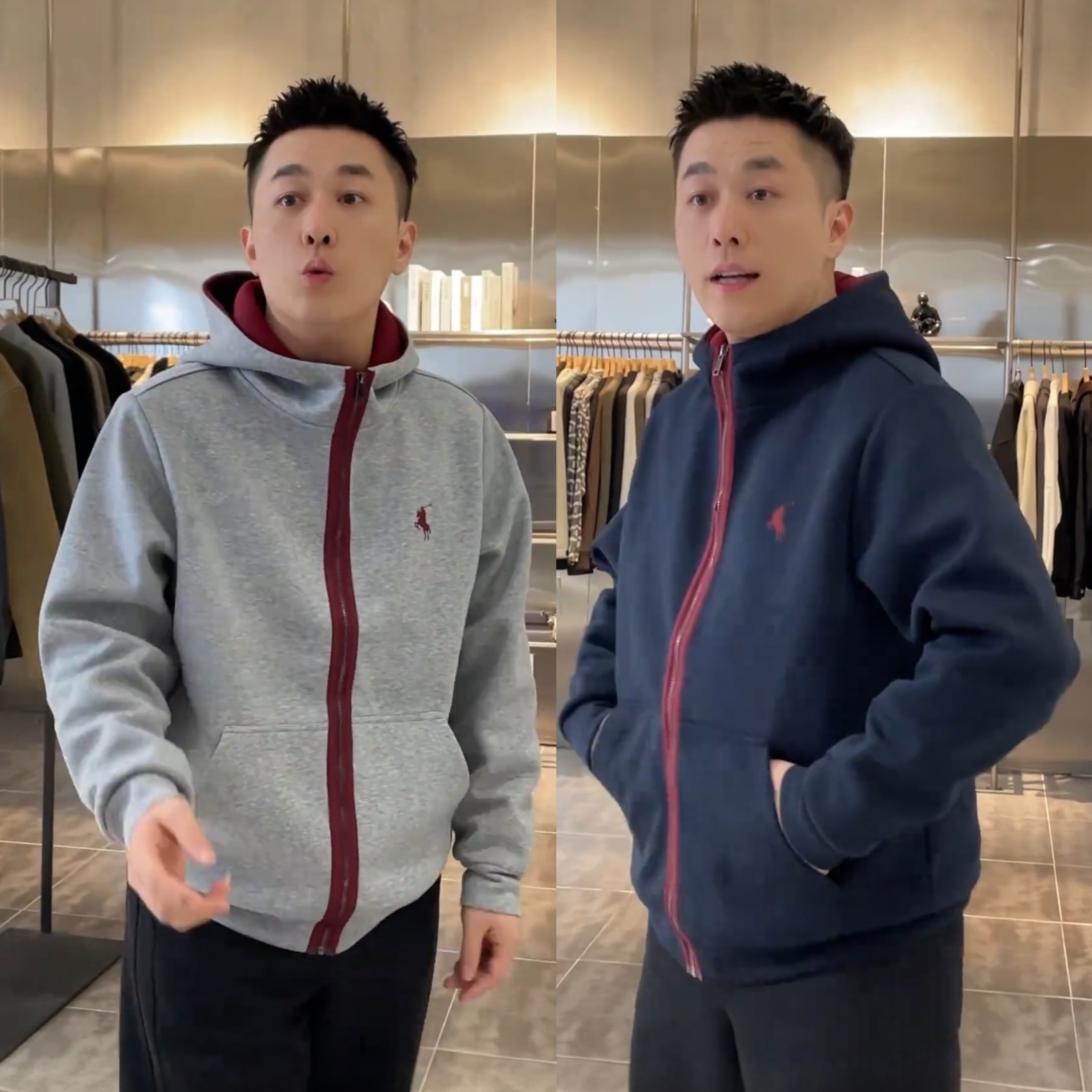 秋季新款潮牌刺绣重磅连帽外套男士高档撞色宽松百搭拉链开衫卫衣