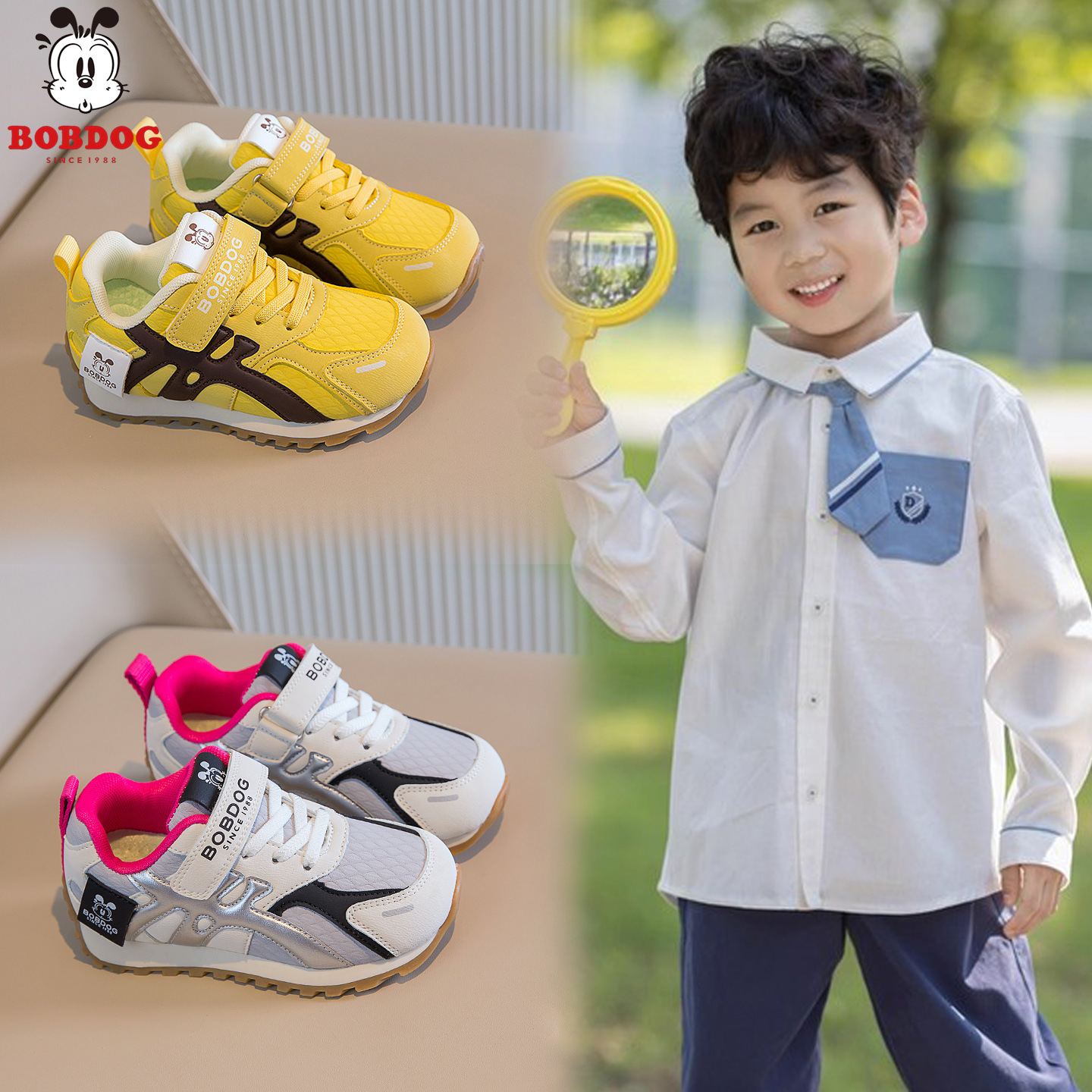 巴布豆2025秋季新款儿童软底皮面爆款阿甘鞋女孩鞋时尚百搭童鞋