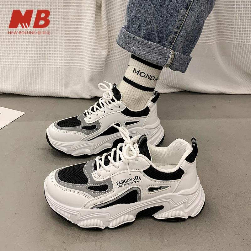 新百伦【奥莱撤柜】2025年新款秋冬季网红炸街爆款厚底老爹鞋女春