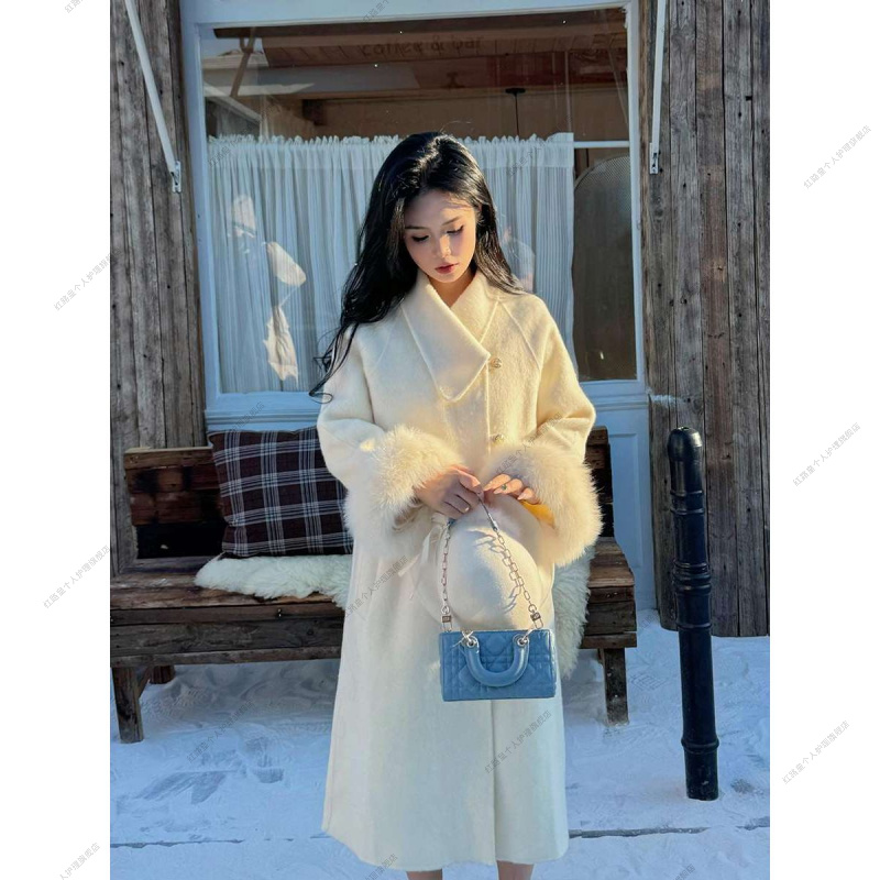 白色双面羊毛大衣女2025秋冬新款高级感秋冬女士中长双面毛呢外套