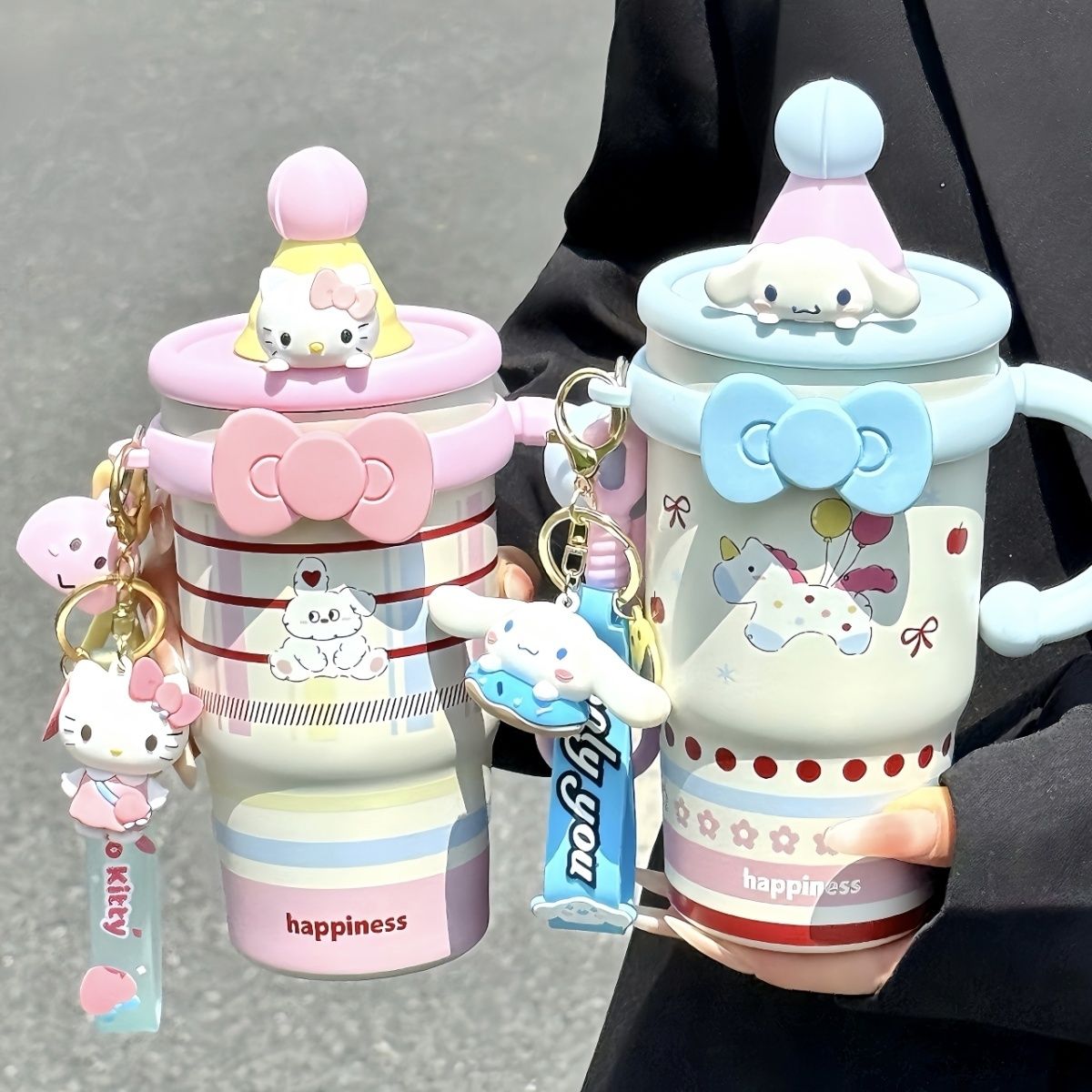 Hello Kitty大容量卡通保温杯女生ins办公室吸管学生保冷冰霸杯yj