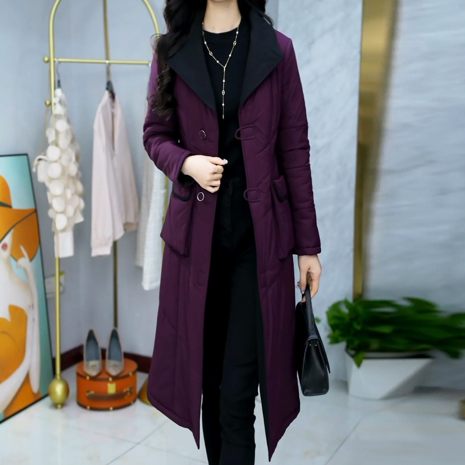 双面双穿加绒加厚女装外套2025秋冬新款修身气质显瘦洋气大衣风衣