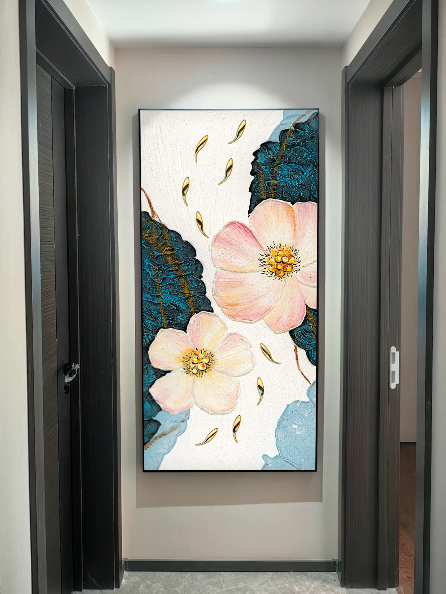 九鱼图▪挂画高级感轻奢新款立体抽象酒店玄关装饰玄关玄关画油画