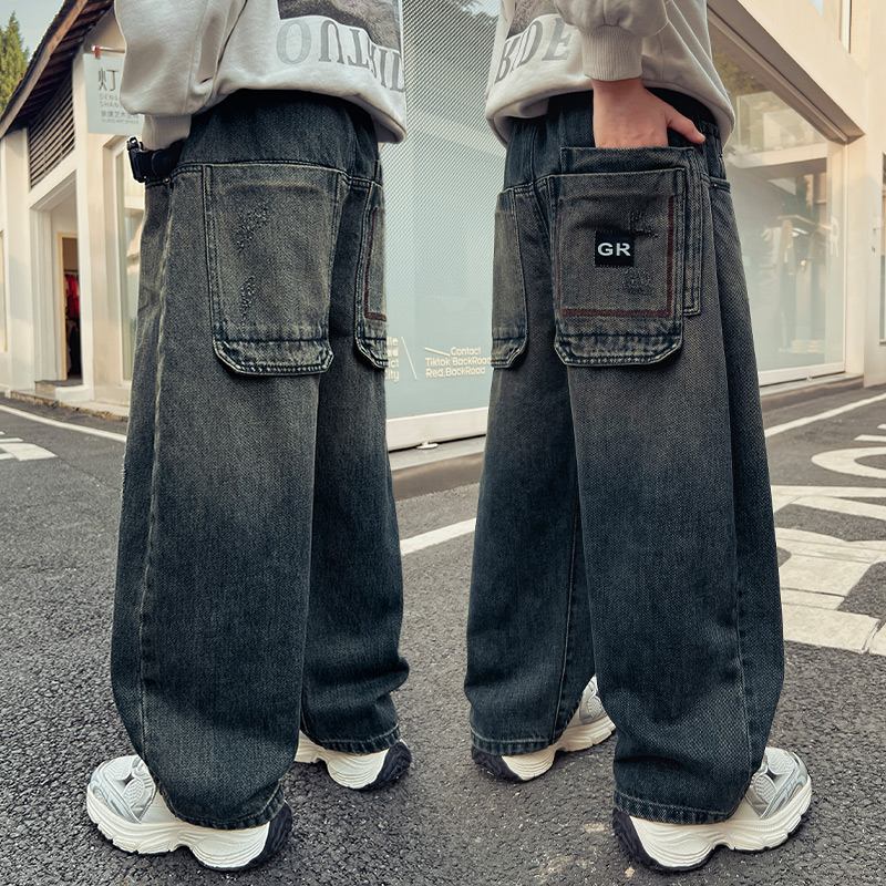 儿童装男童牛仔裤春秋季2025新款中大童休闲裤子宽松秋天男孩长裤