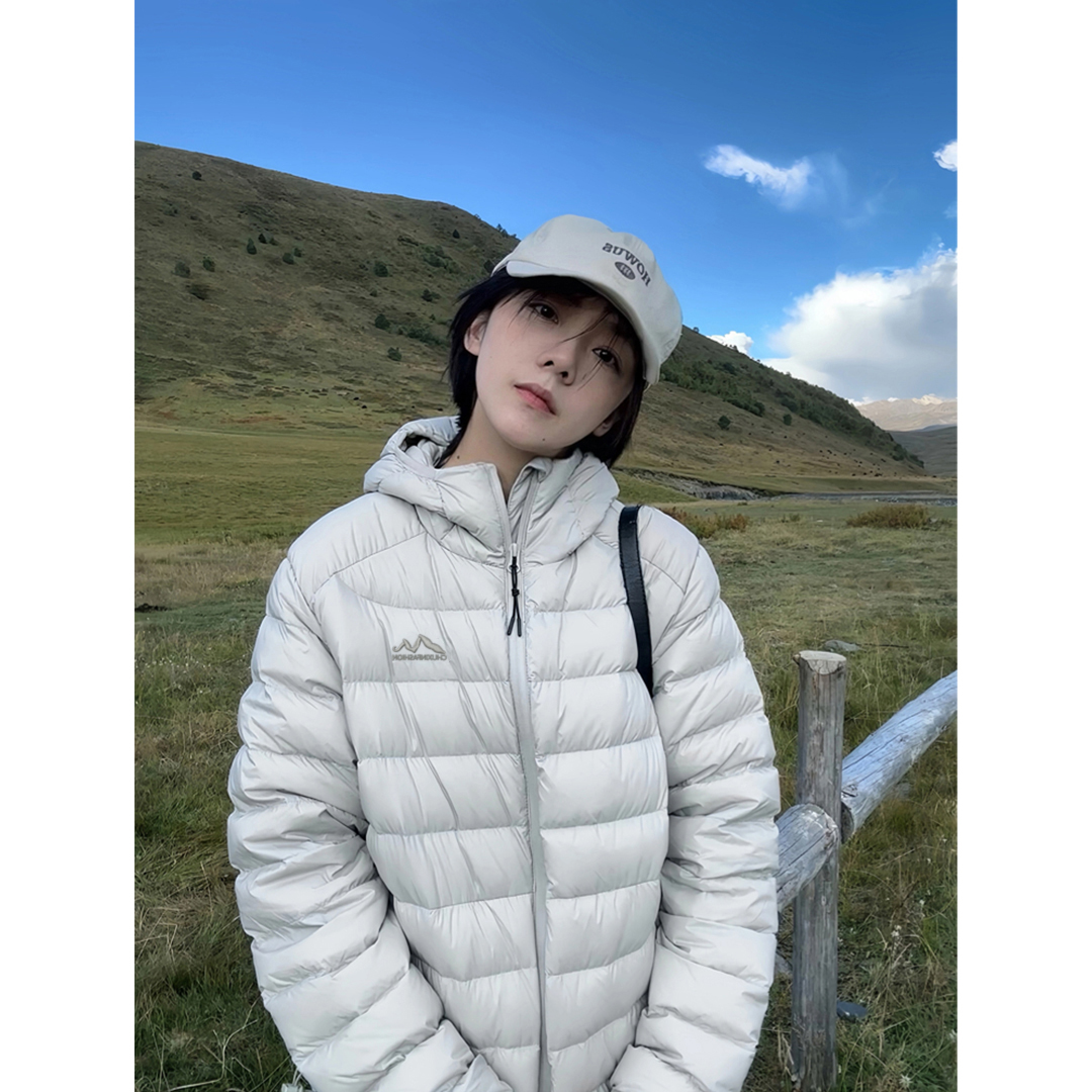 美式高街毛领防风保暖情侣连帽外套女冬季刺绣宽松短款棉服