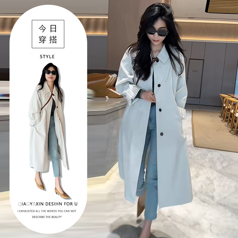 2025年秋季新款中长款风衣外套女超好看小个子宽松高级感韩系大衣