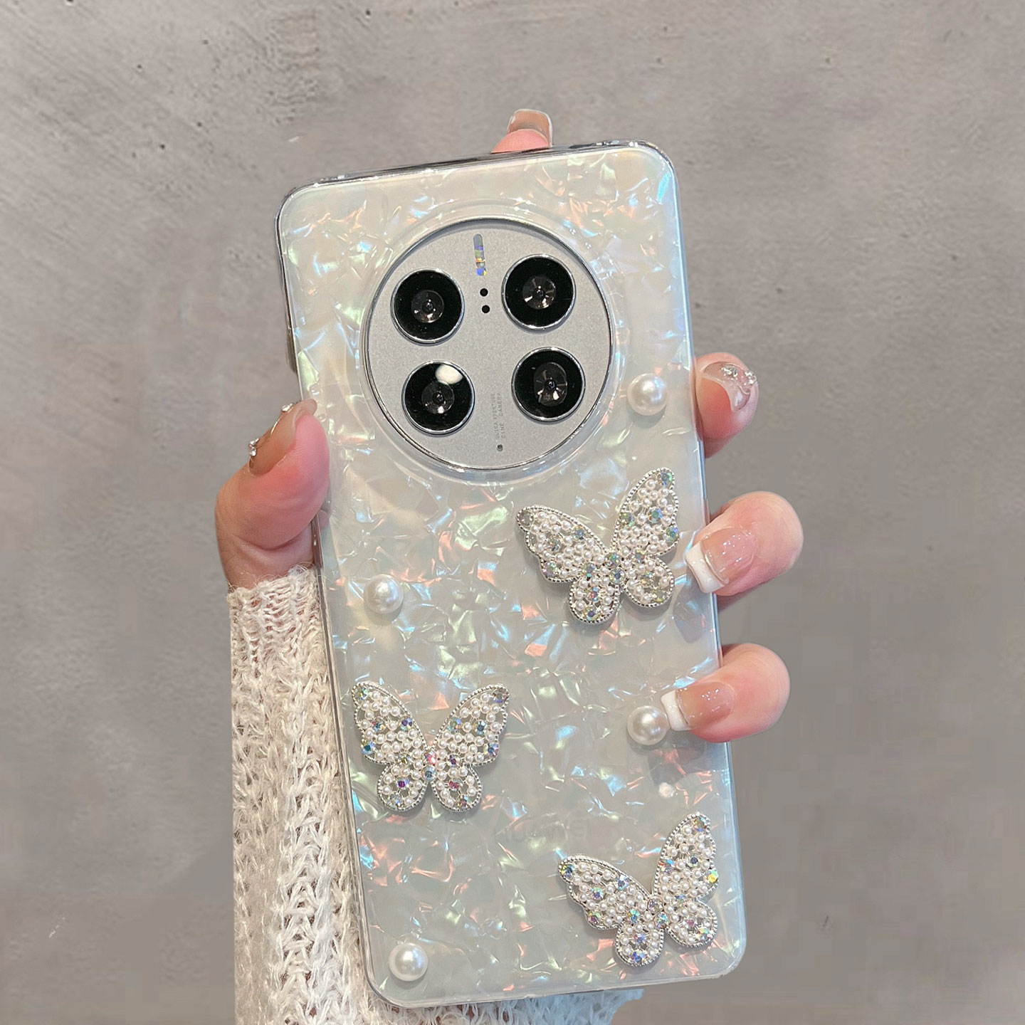 适用于华为mate50手机壳mate50e半透明mate50pro新款女小清新蝴蝶