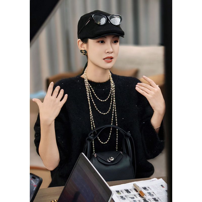 美洋MEIYANG 聚光灯羊绒衫 亮丝亮片*重工拉绒|圆领针织衫毛衣